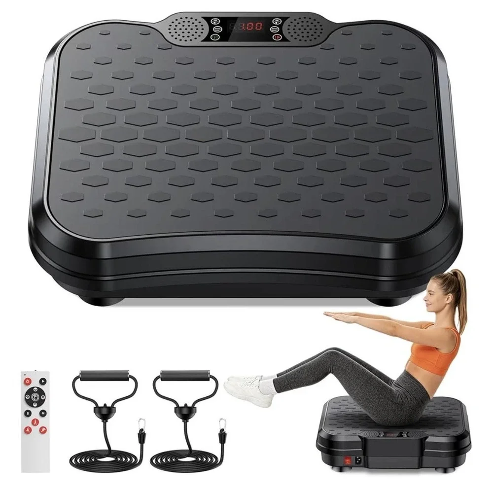 NXSCI Vibration Plate Exercise Machine 9 Programs 500lb Max Black W/Remote